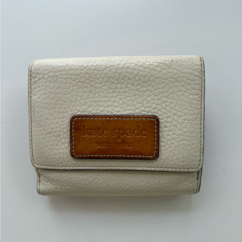 Kate Spade Ivory Pebbled Leather Bifold Wallet with Coin Pouch